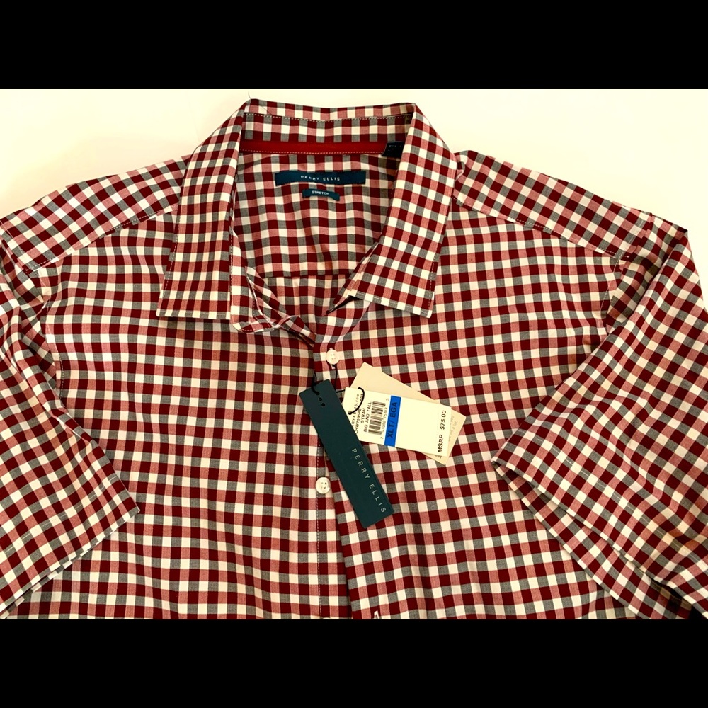 Perry Ellis Plaid Button Down Shirt
